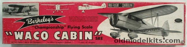 Berkeley 1/12 Waco Cabin SRE - 35 Inch Wingspan For R/C or Free Flight, 4-13 plastic model kit